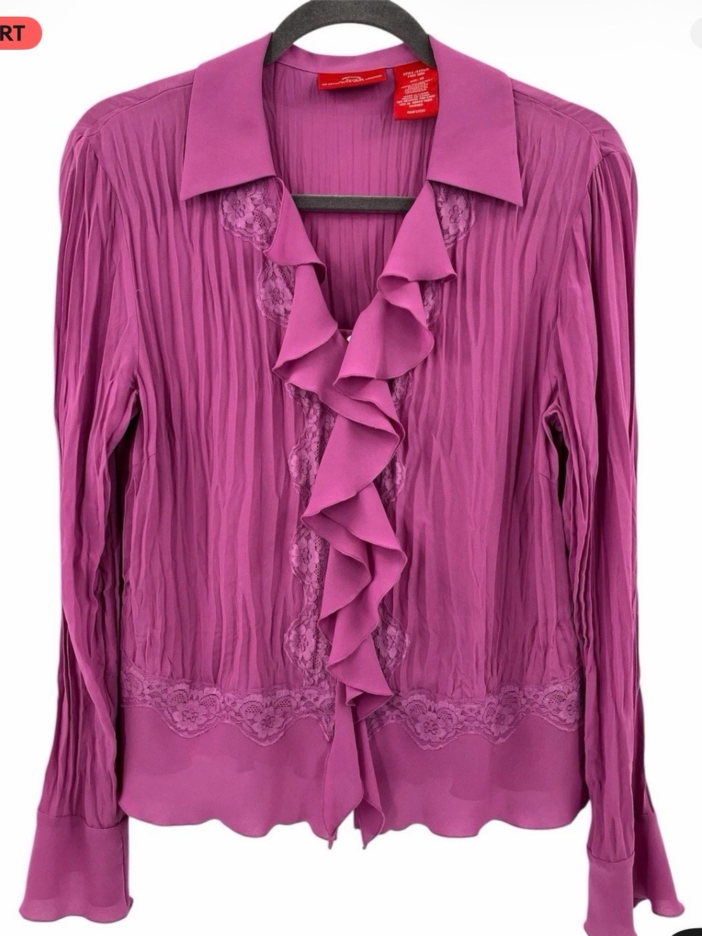 Oscar de la Renta Magenta Ruffled Button-Front Blouse